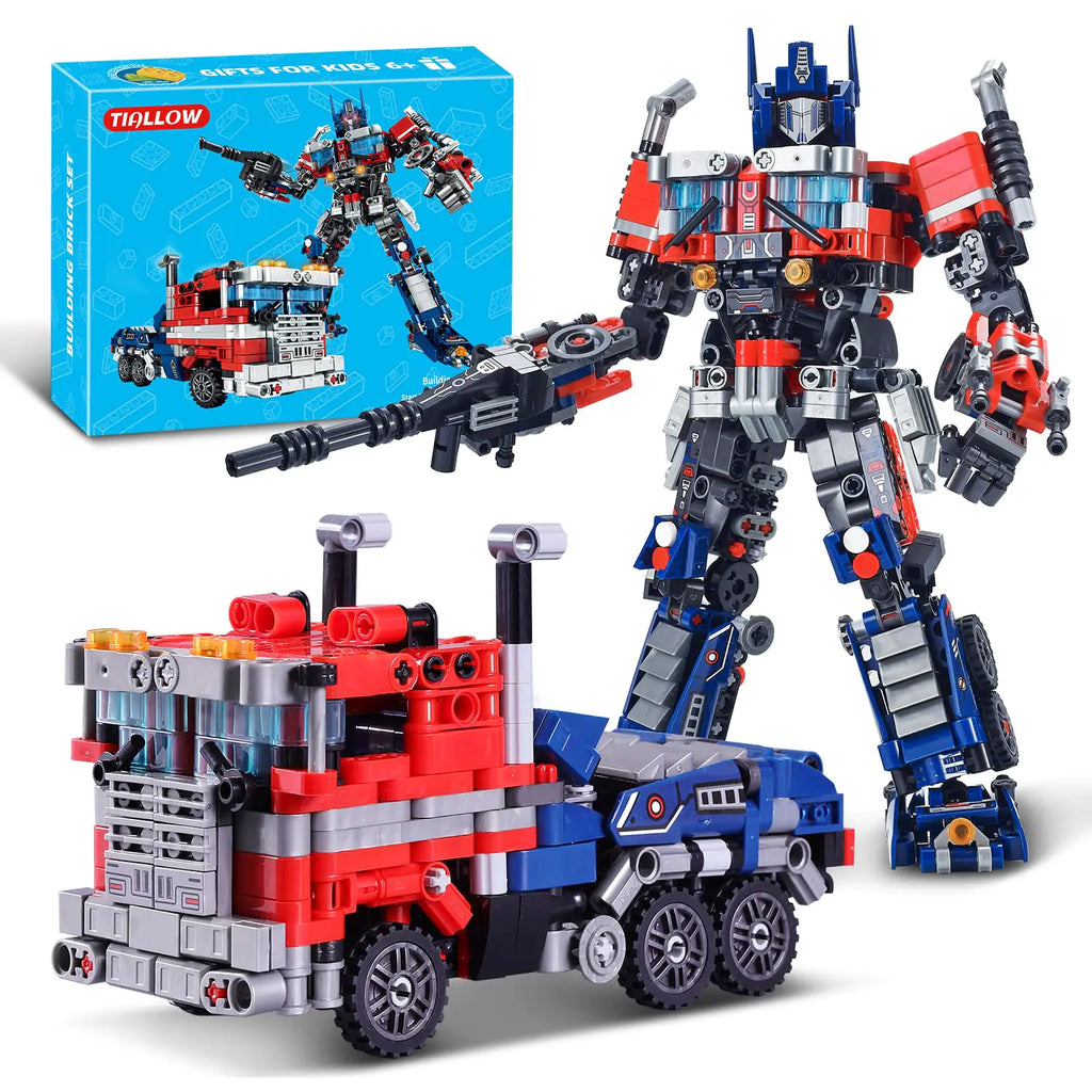 TIALLOW 2-in-1 Transformable Mech Robot Building Kit – 786-Piece Sci-Fi Warrior & Armored Truck Set | Fully Articulated Action Figure Model (Blue, Ages 8+)