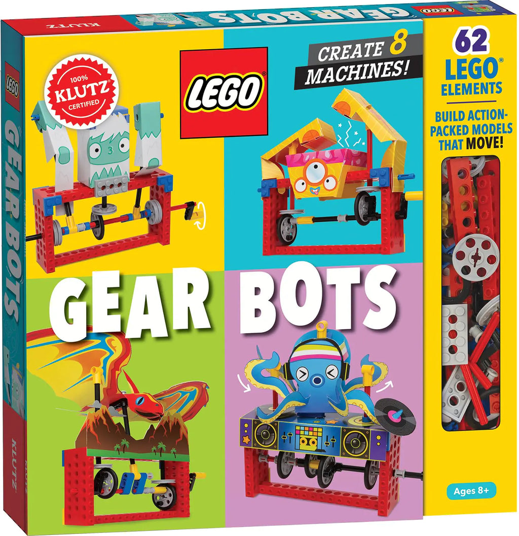 Klutz LEGO Gear Bots Science/STEM Activity Kit – Build 8 Moving Kinetic Sculptures | Engineering Automata Toy with Papercraft Characters (Ages 8-12)