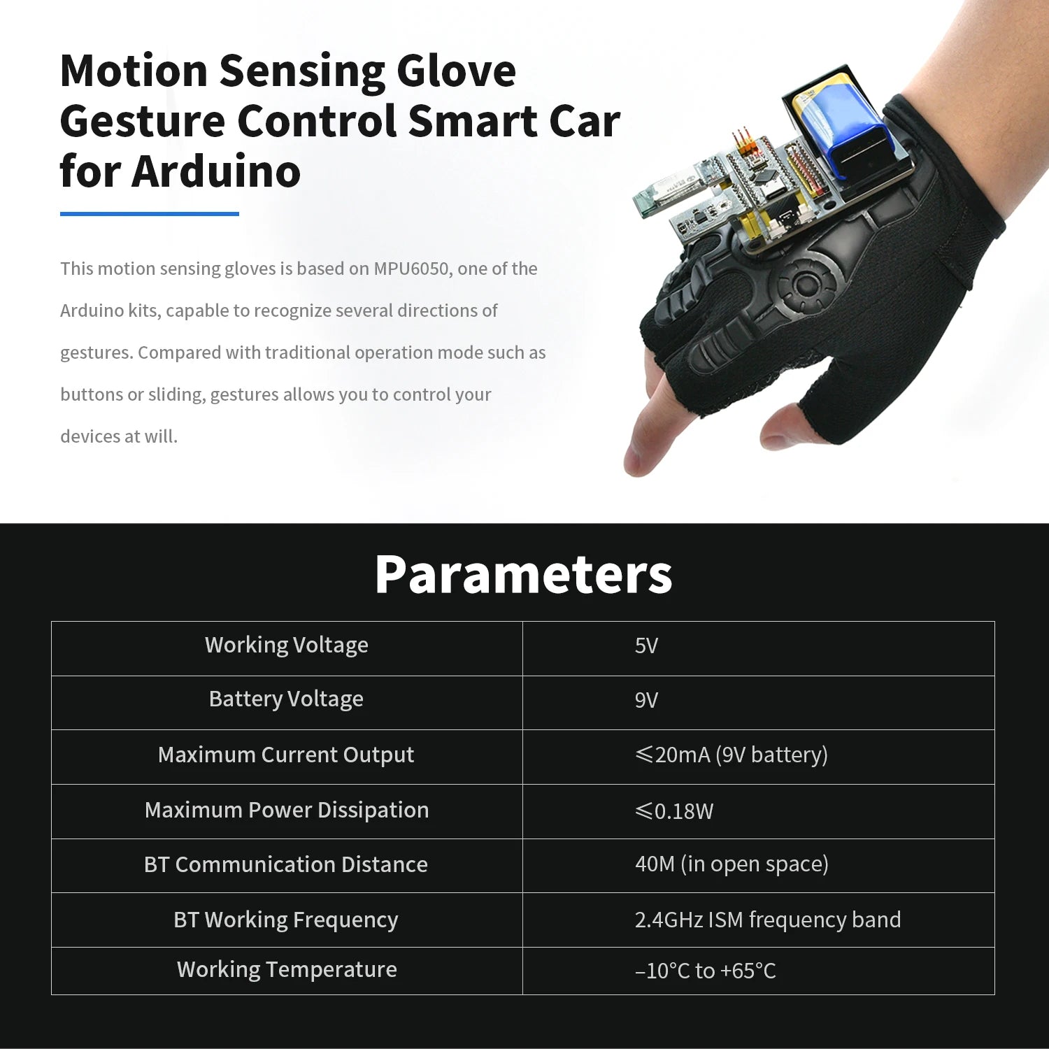 Motion Sensing Gesture Control Glove Kit