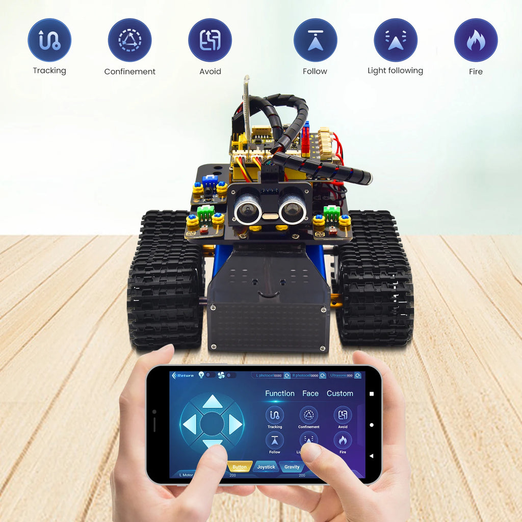 Mini Tank Robot Car Kit with Remote/App Control