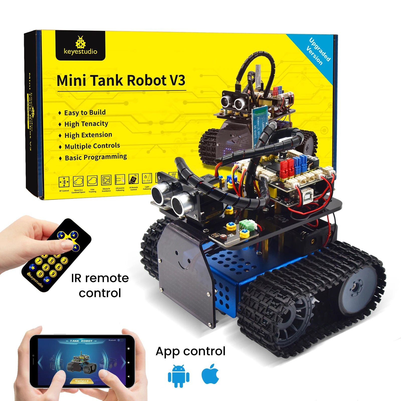 Mini Tank Robot Car Kit with Remote/App Control