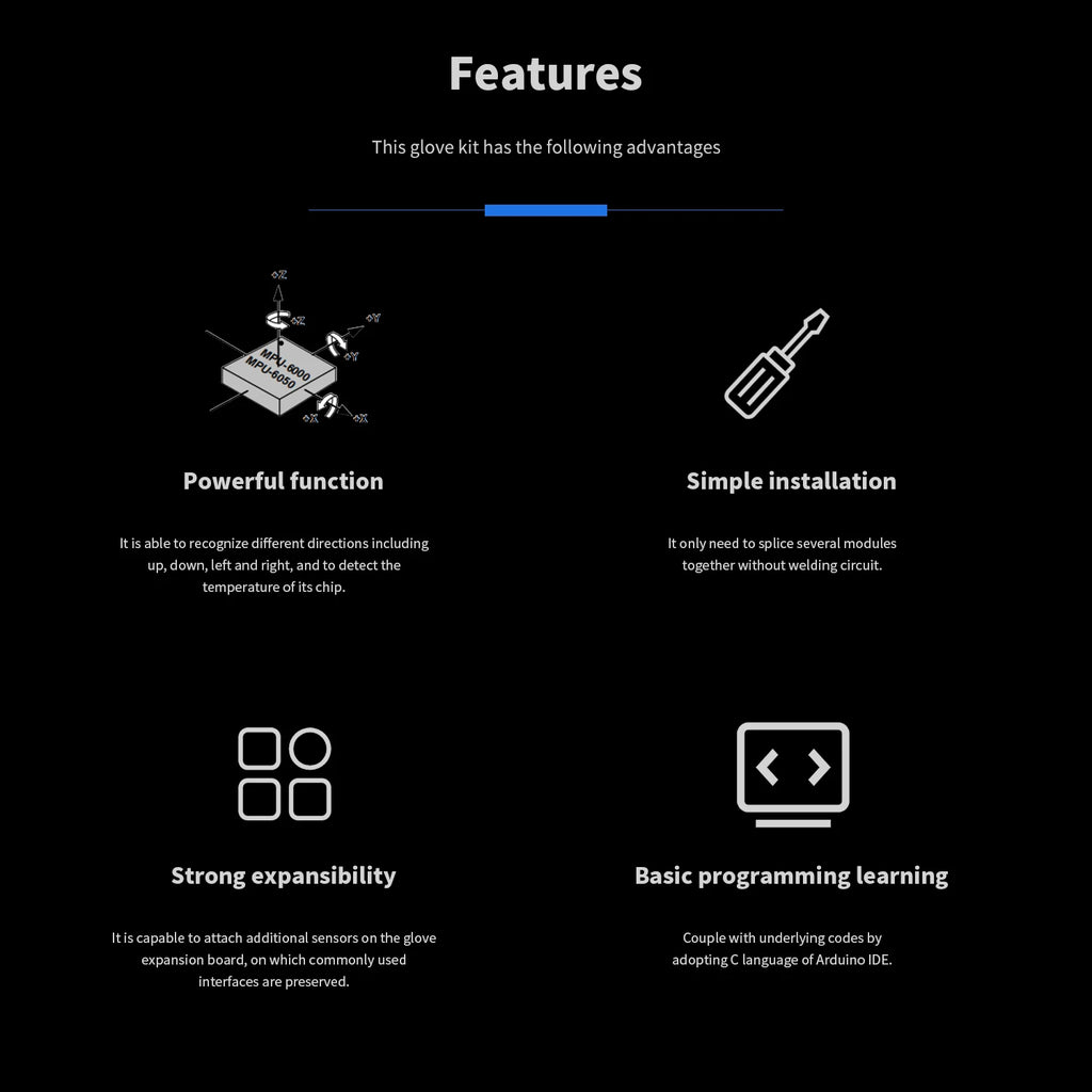 Motion Sensing Gesture Control Glove Kit