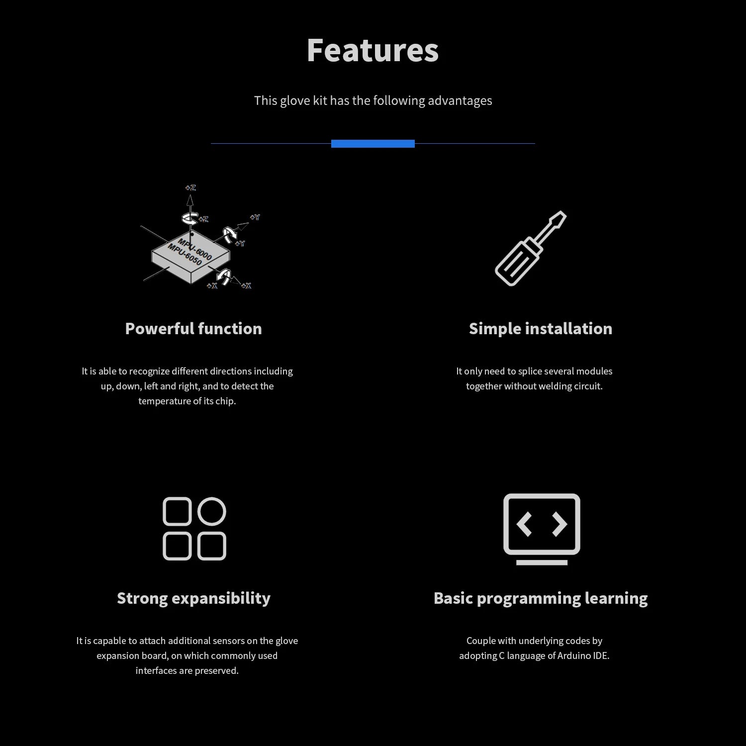 Motion Sensing Gesture Control Glove Kit