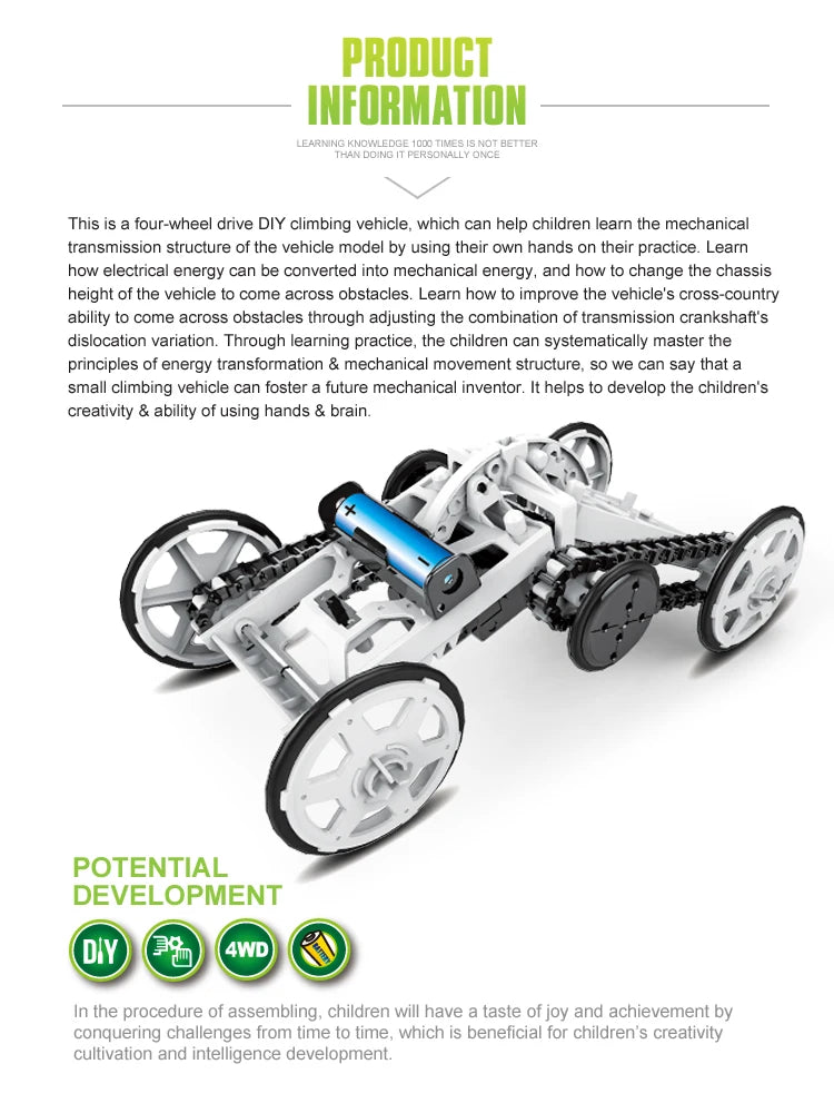 Electric 4WD Climbing Vehicle Kit - Solar & DIY