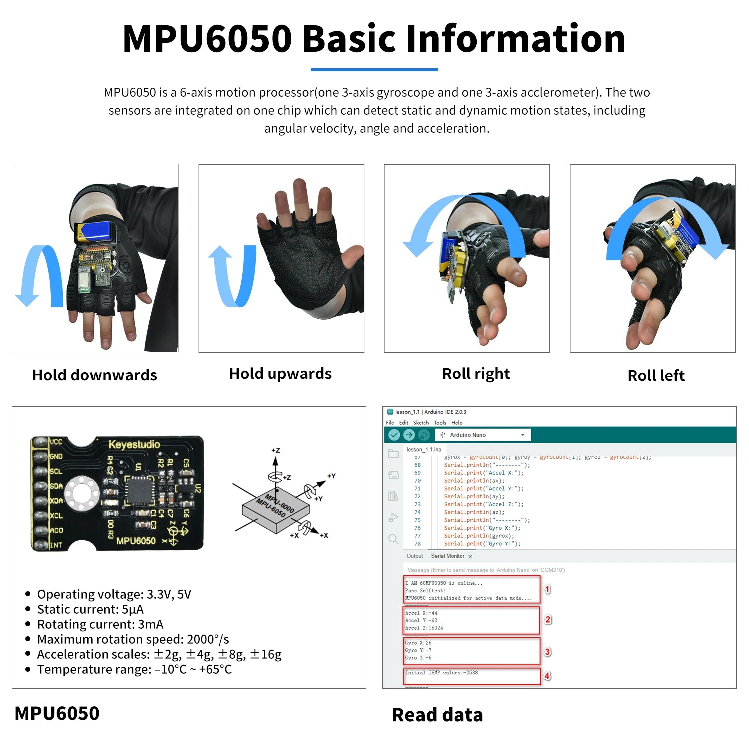 Motion Sensing Gesture Control Glove Kit