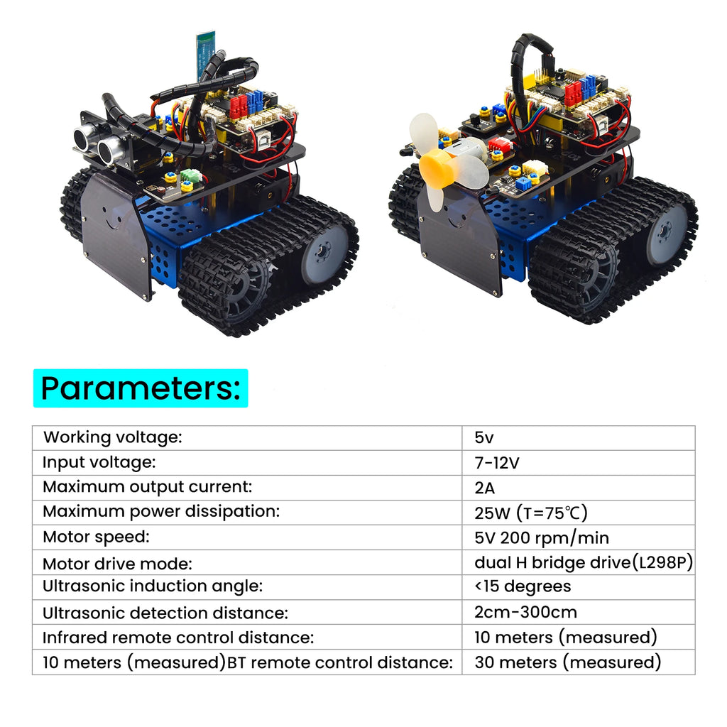 Mini Tank Robot Car Kit with Remote/App Control