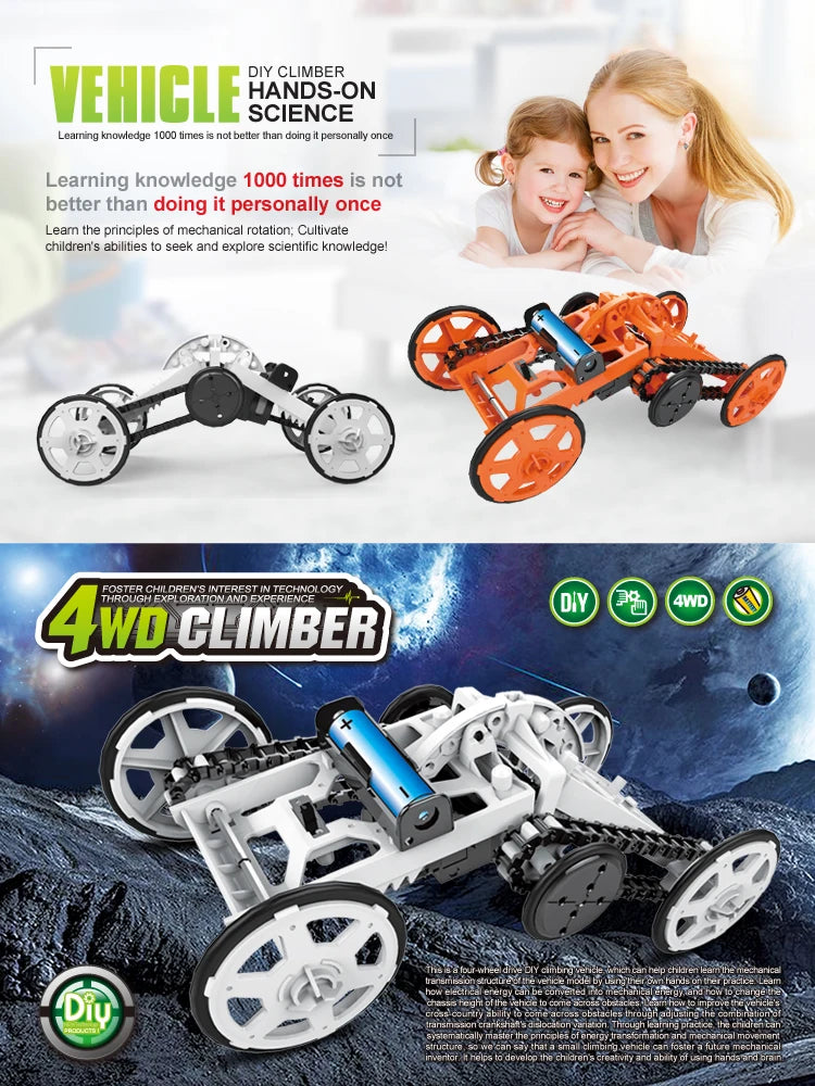 Electric 4WD Climbing Vehicle Kit - Solar & DIY