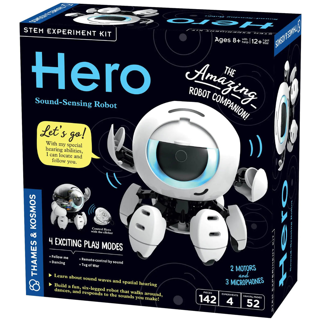 Thames & Kosmos Hero: Sound-Sensing Robot STEM Kit – Toy of the Year Finalist | Build a 3-Mic Interactive Robot that Follows, Dances, & Plays Games | Science Engineering Toy (Ages 8+)