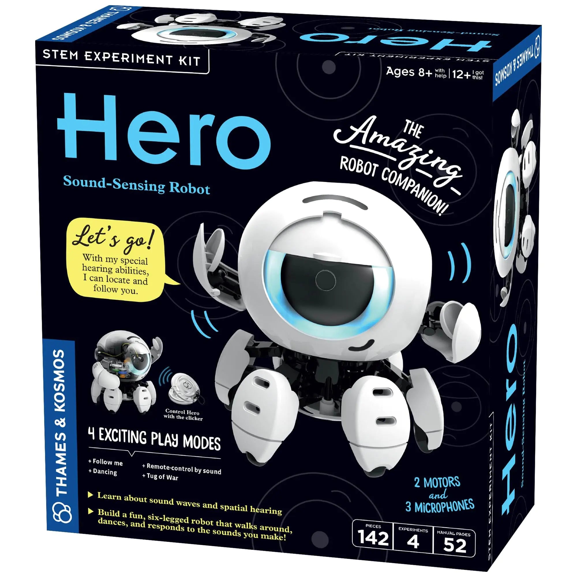 Thames & Kosmos Hero: Sound-Sensing Robot STEM Kit – Toy of the Year Finalist | Build a 3-Mic Interactive Robot that Follows, Dances, & Plays Games | Science Engineering Toy (Ages 8+)