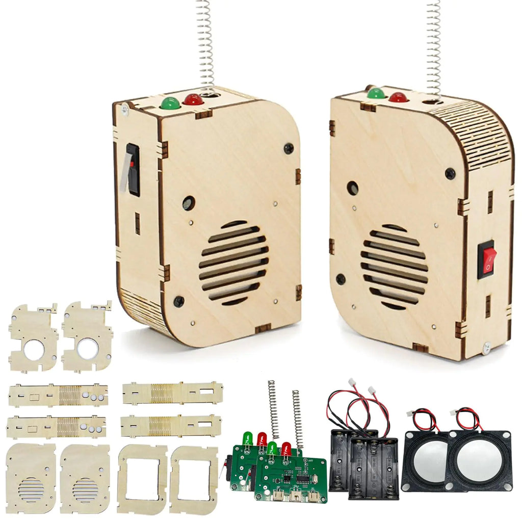 Wooden Walkie Talkie Kit for Kids (DIY) – Build-Your-Own 2-Way Radio | STEM Science Project & Circuit Building Toy (Ages 8-14)