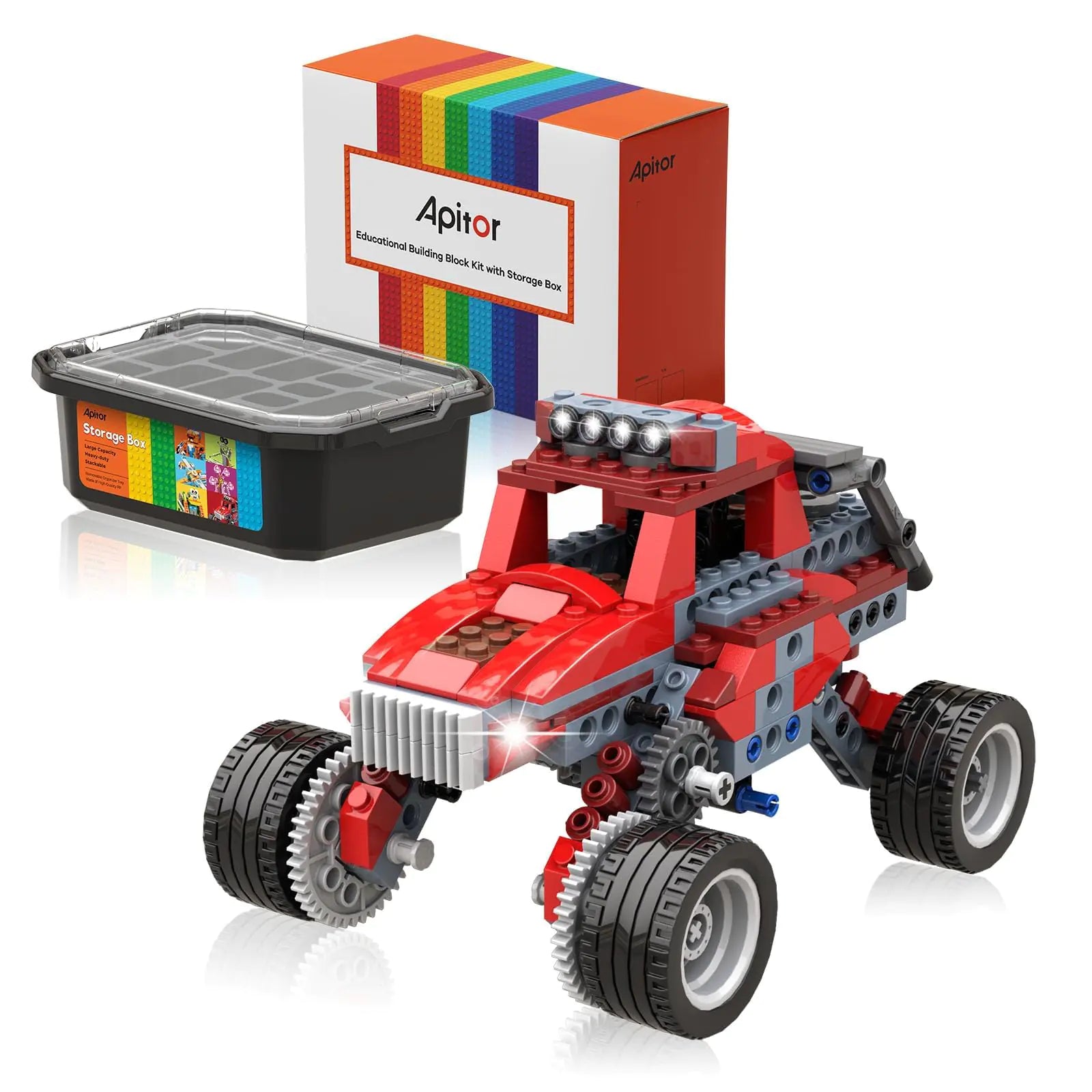 Apitor Robot B 8-in-1 Motorized Monster Truck Kit – 240-Piece STEM Building Set with Large Storage Organizer Case | Electric Engineering Toy for Kids (Ages 6-12)